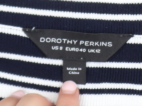 Dorothy Perkins Women’s Black Stripe Boat Neck Long Sleeve Top Size 12
