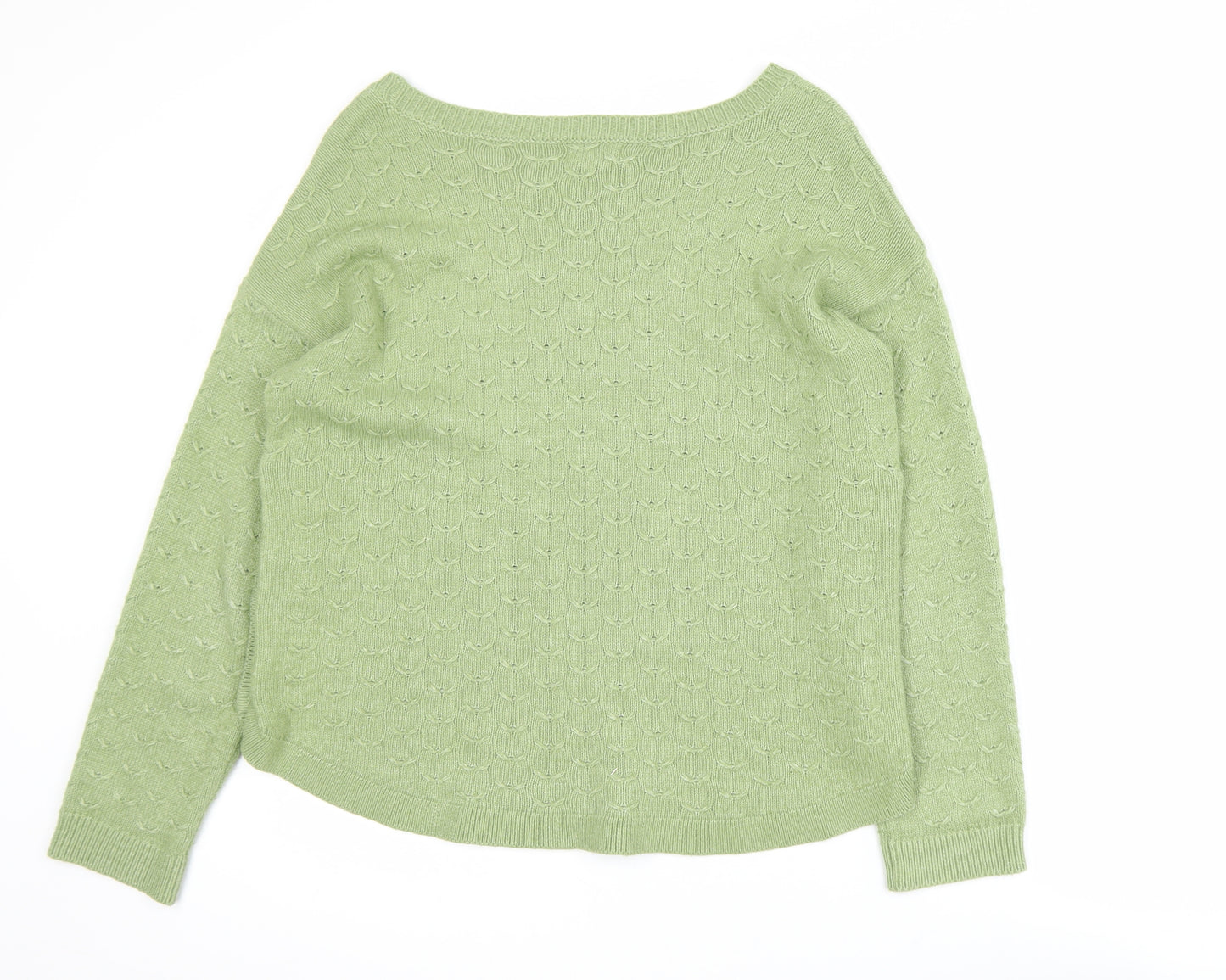 Fat Face Women’s Green Boat Neck Button Pullover Jumper Size 12