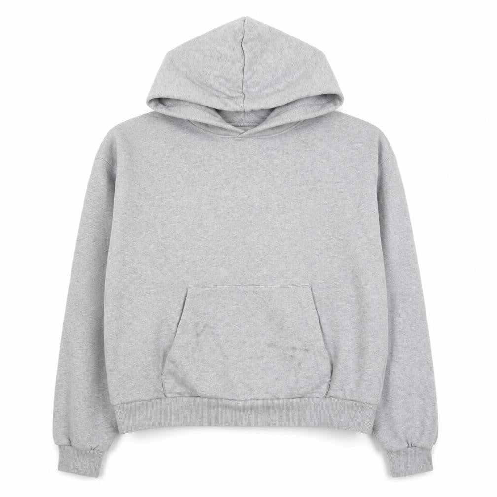 Front view of ASOS DESIGN Men’s Grey Pullover Hoodie XS Regular Fit Fleece