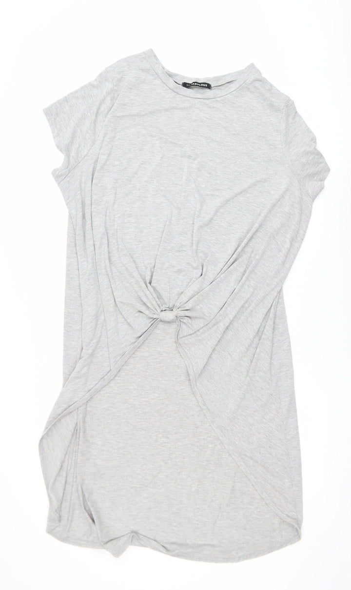 So Fabulous Women’s Grey Knot Front Jersey T-Shirt Size 24