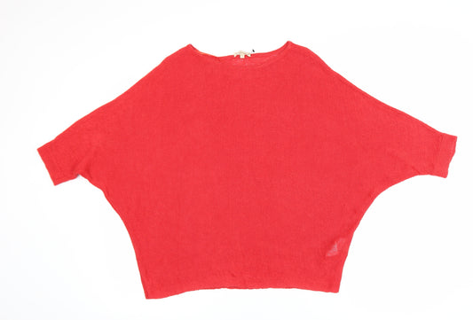 Phase Eight Women's Red Linen Cropped Knit Blouse M
