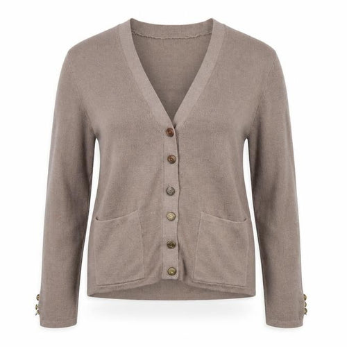 Damart Women’s Beige V-Neck Button Cardigan Size S 10/12