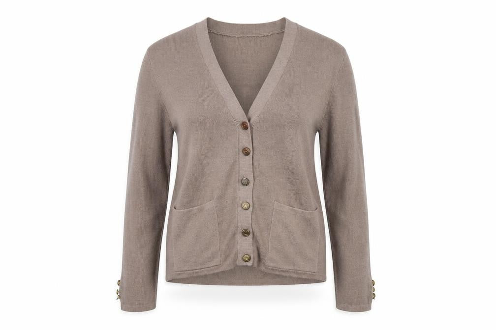Damart Women’s Beige V-Neck Button Cardigan Size S 10/12