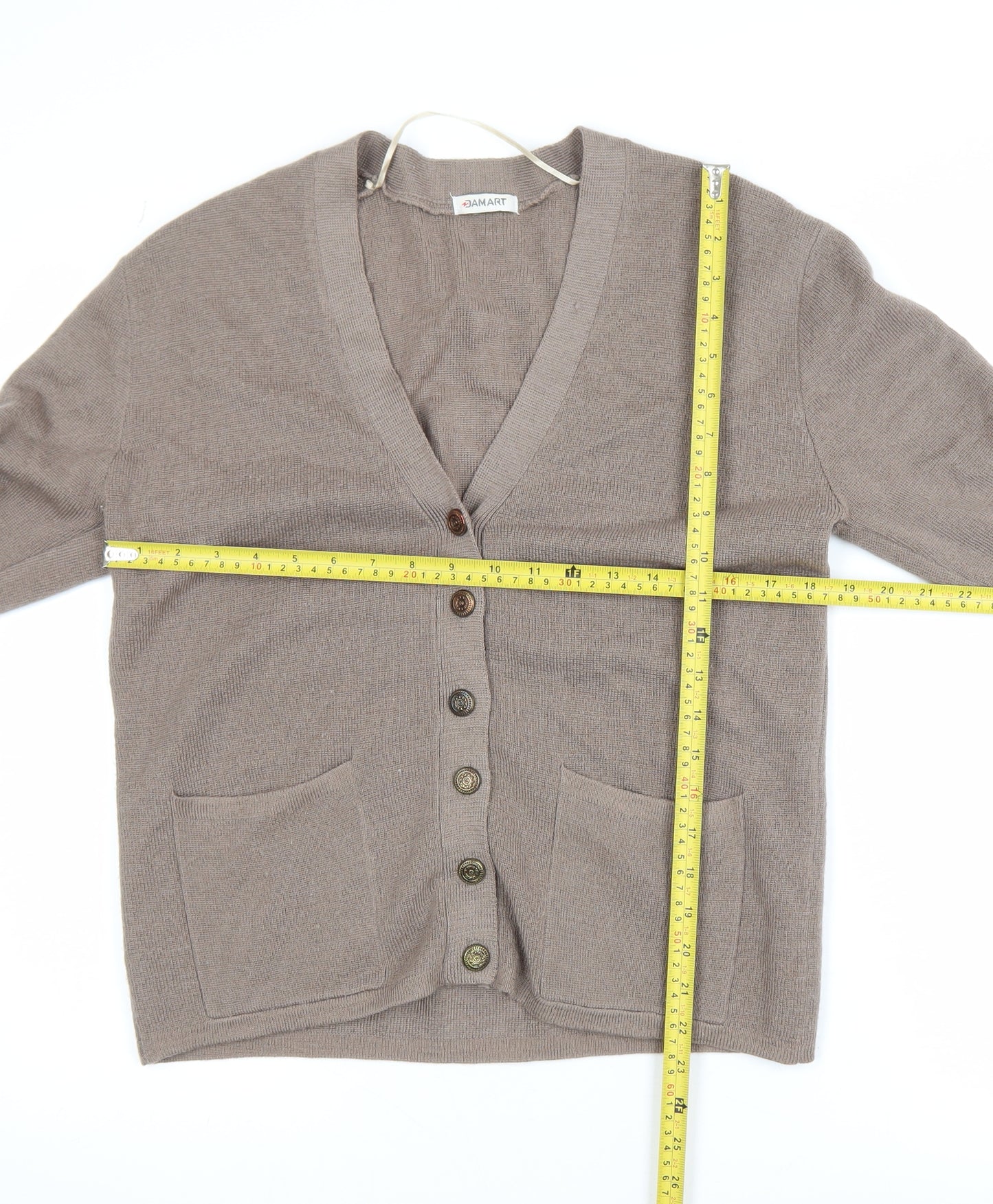 Damart Women’s Beige V-Neck Button Cardigan Size S 10/12