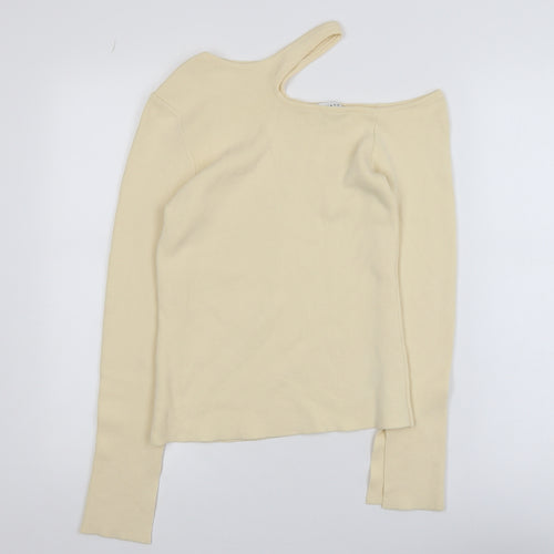 Topshop Women's Beige One Shoulder Knit Top Size S UK 8-10