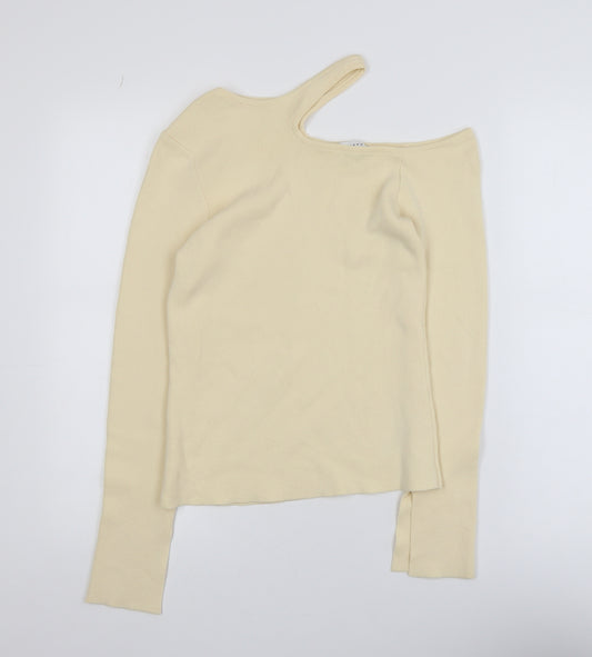 Topshop Women's Beige One Shoulder Knit Top Size S UK 8-10