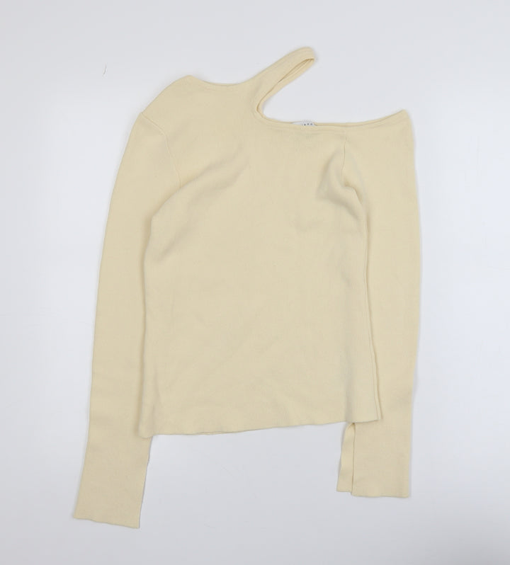 Topshop Women's Beige One Shoulder Knit Top Size S UK 8-10