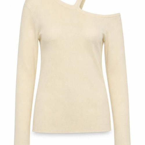 Topshop Women's Beige One Shoulder Knit Top Size S UK 8-10