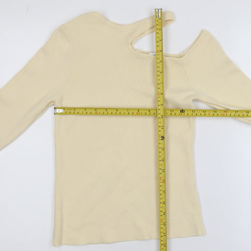 Topshop Women's Beige One Shoulder Knit Top Size S UK 8-10