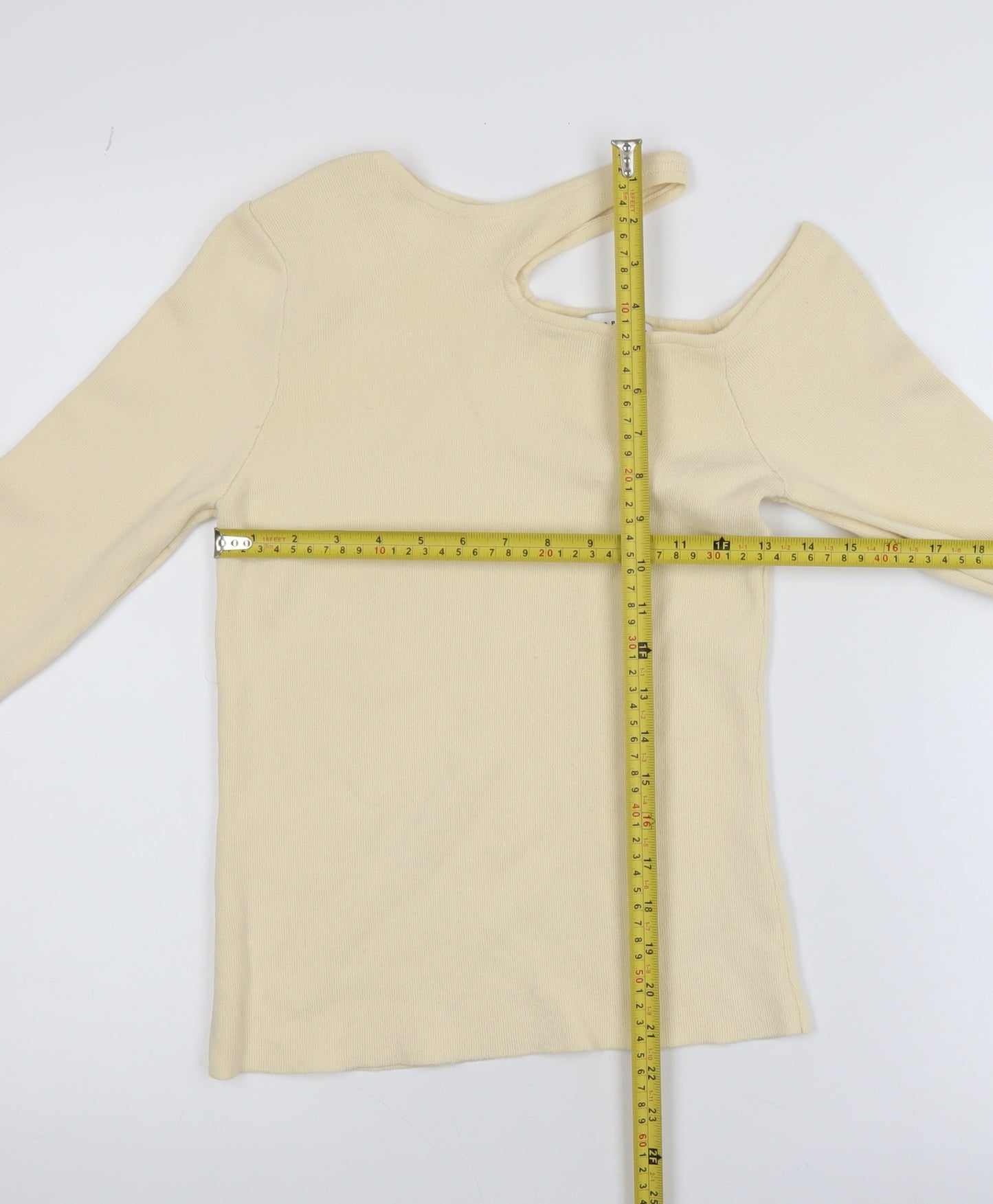 Topshop Women's Beige One Shoulder Knit Top Size S UK 8-10