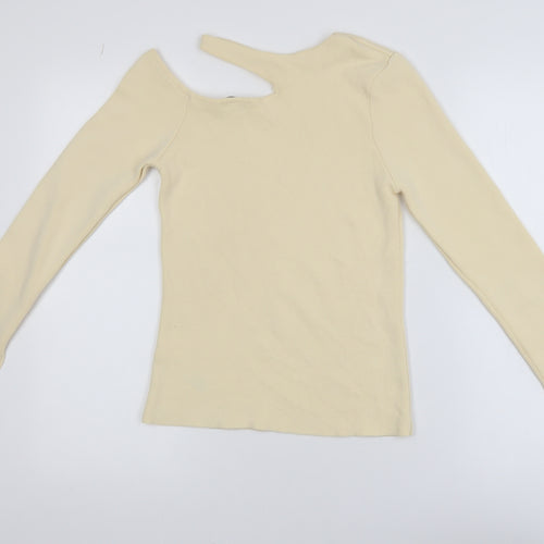 Topshop Women's Beige One Shoulder Knit Top Size S UK 8-10