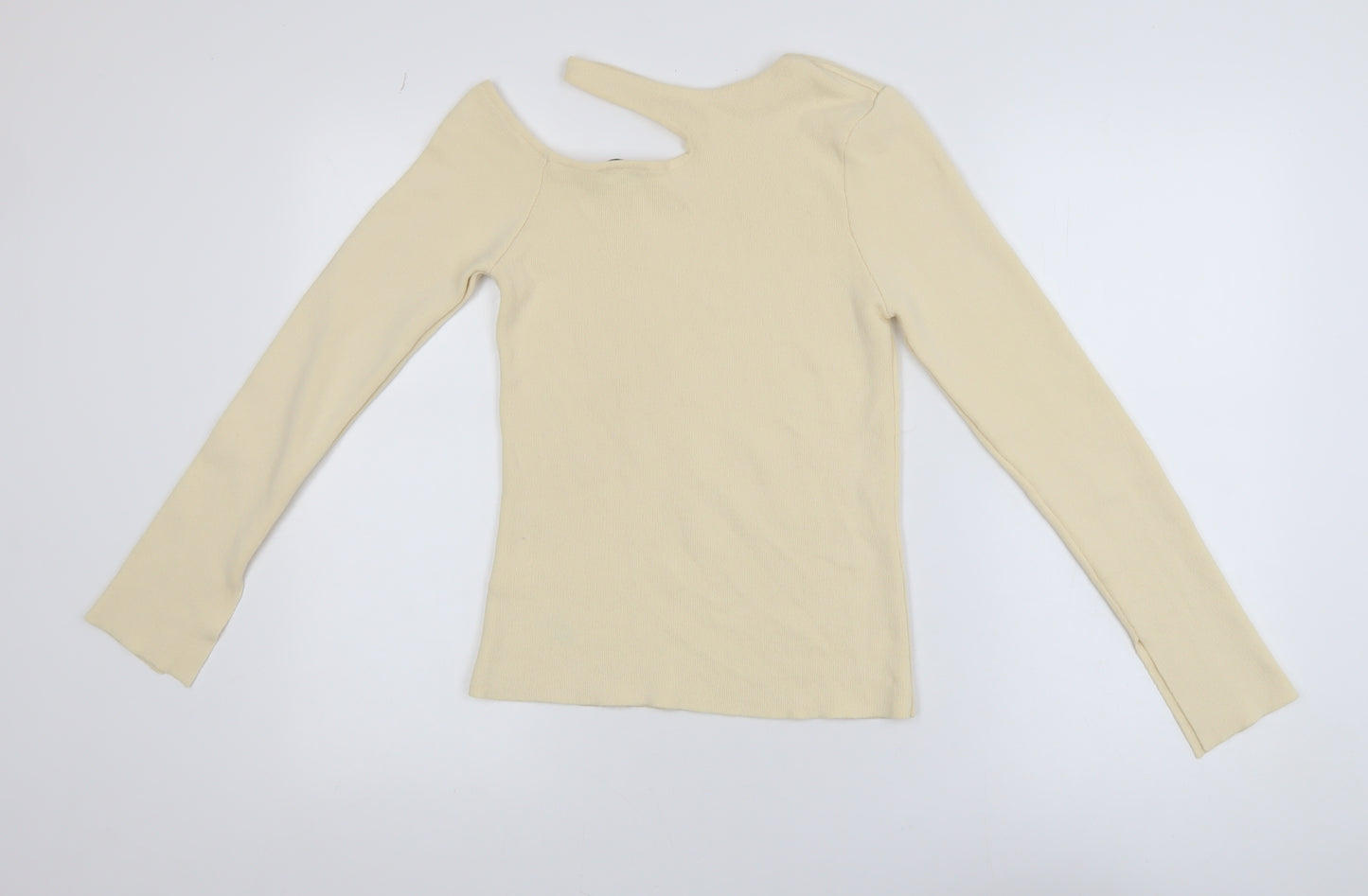 Topshop Women's Beige One Shoulder Knit Top Size S UK 8-10