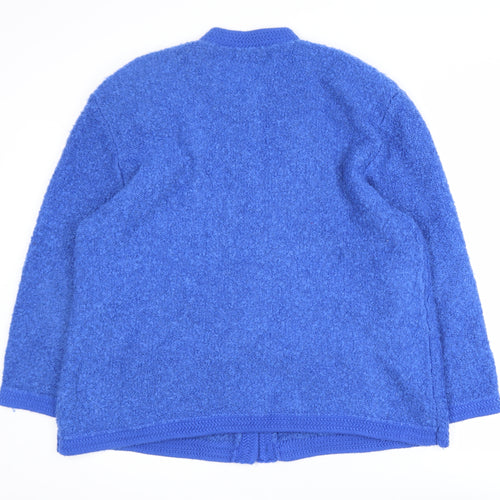 Poppy Womens Blue Long Sleeve Chunky Knit Acrylic Cardigan UK22