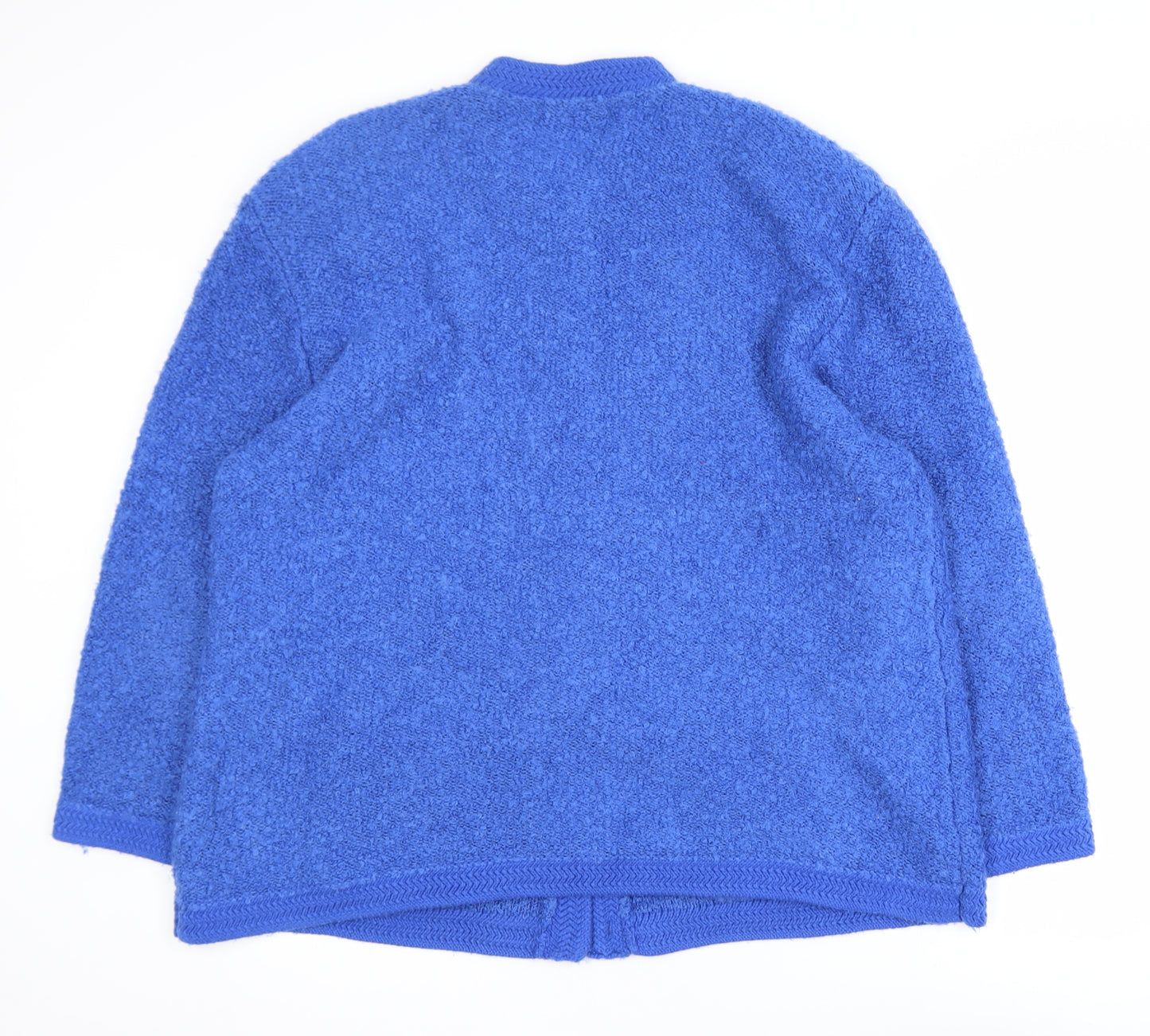 Poppy Womens Blue Long Sleeve Chunky Knit Acrylic Cardigan UK22