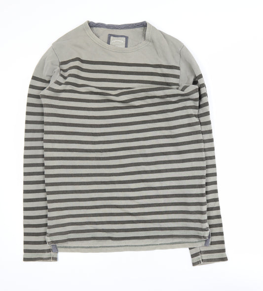 FatFace Men’s Grey Striped Long Sleeve Cotton T-Shirt XS