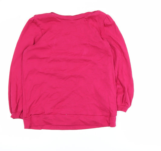 Hush Womens Pink Cotton Long Sleeve Basic T-Shirt Size S