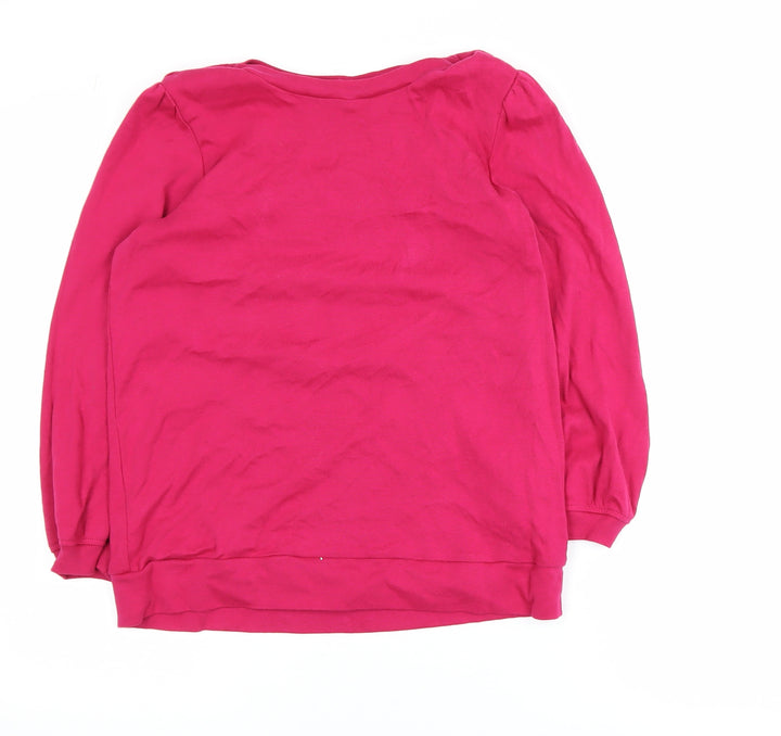 Hush Womens Pink Cotton Long Sleeve Basic T-Shirt Size S