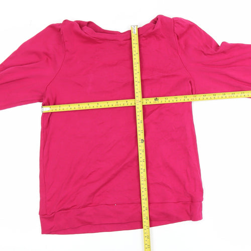Hush Womens Pink Cotton Long Sleeve Basic T-Shirt Size S