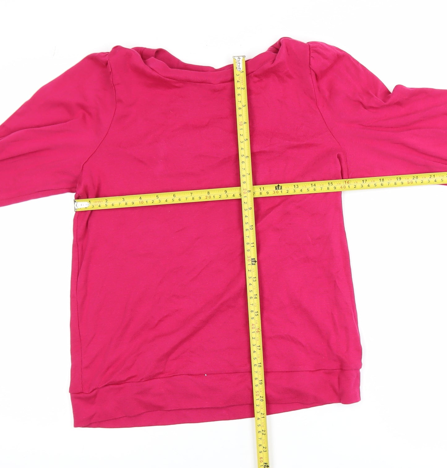 Hush Womens Pink Cotton Long Sleeve Basic T-Shirt Size S