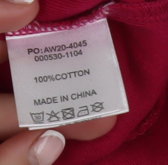 Hush Womens Pink Cotton Long Sleeve Basic T-Shirt Size S