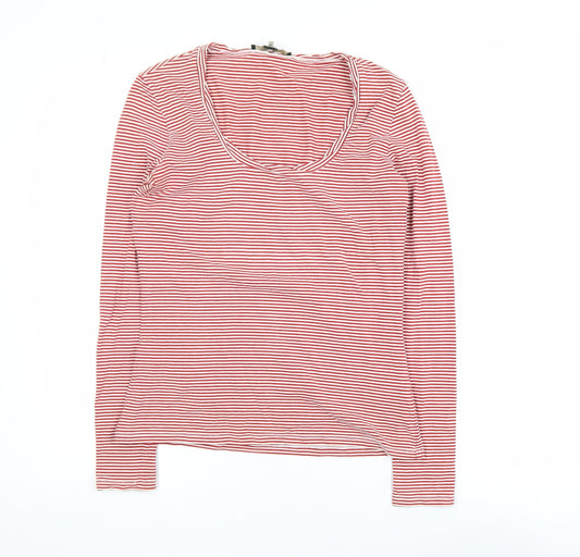 MaxMara Weekend Women's Red Striped Long Sleeve Cotton T-Shirt M