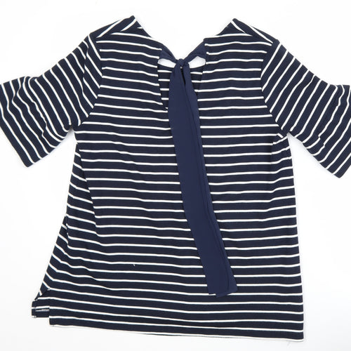 Great Plains Women's Blue Striped Short Sleeve Tie Back Top Size L