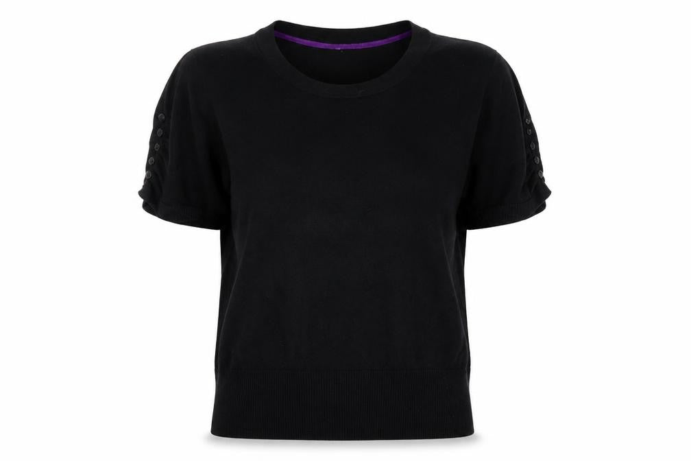 Front view of BHS Women’s Black, size UK 20, Short Sleeve Knit Top