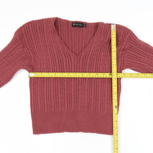 I Saw It First Womens Pink V-Neck Cable-Knit Jumper Size 8