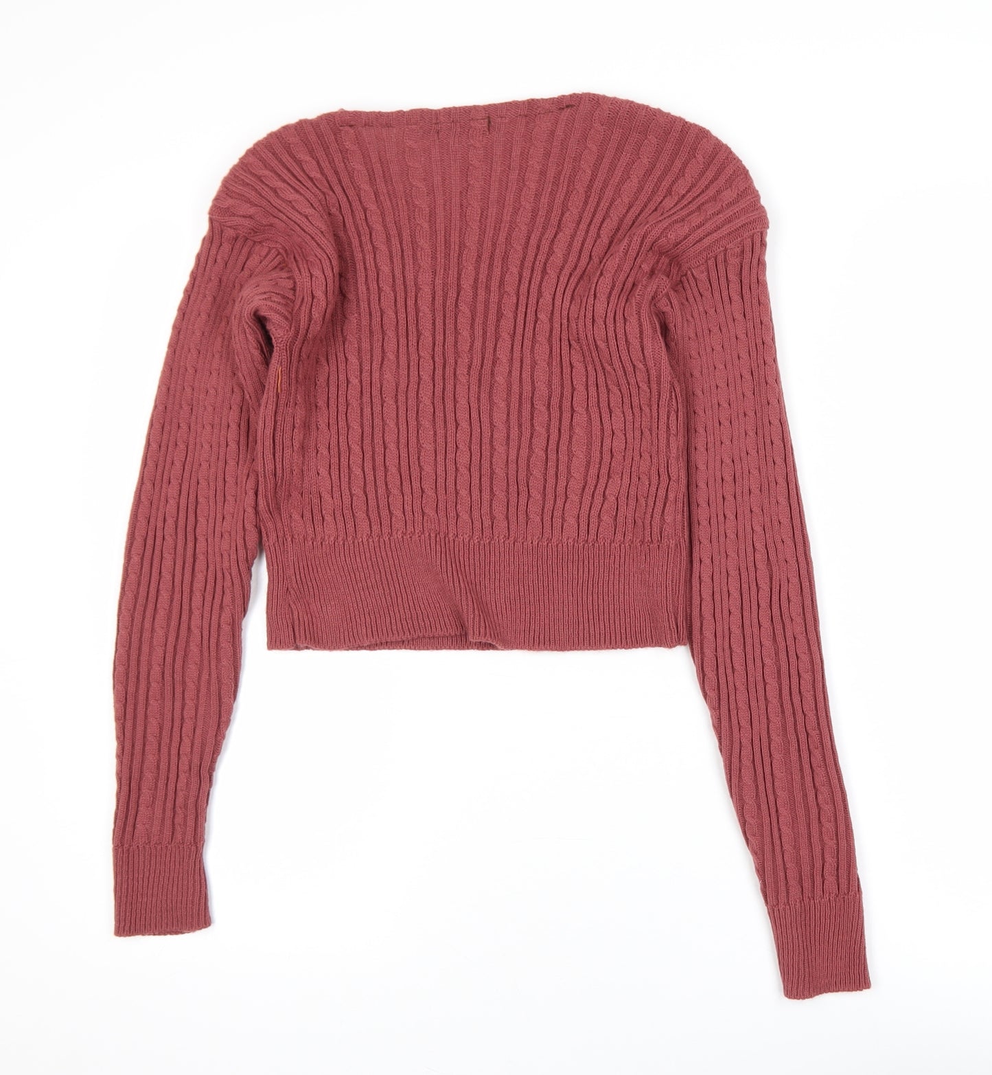 I Saw It First Womens Pink V-Neck Cable-Knit Jumper Size 8