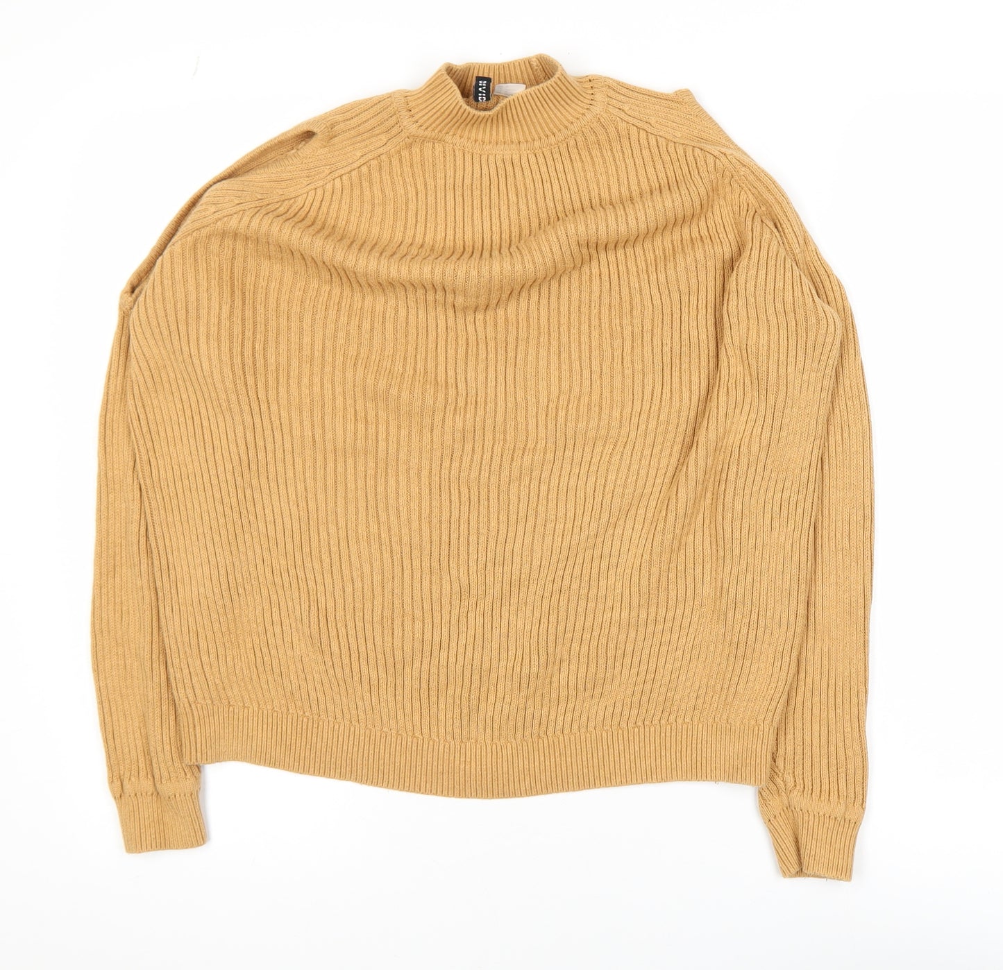 H&M Divided Women’s Beige Mock Neck Ribbed Knit Jumper Size 12