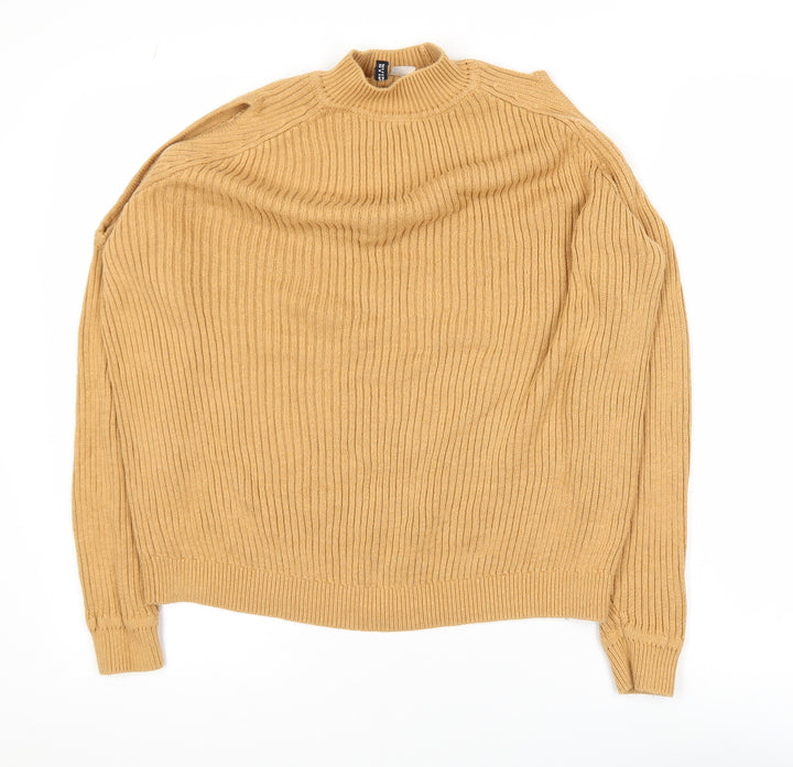 H&M Divided Women’s Beige Mock Neck Ribbed Knit Jumper Size 12