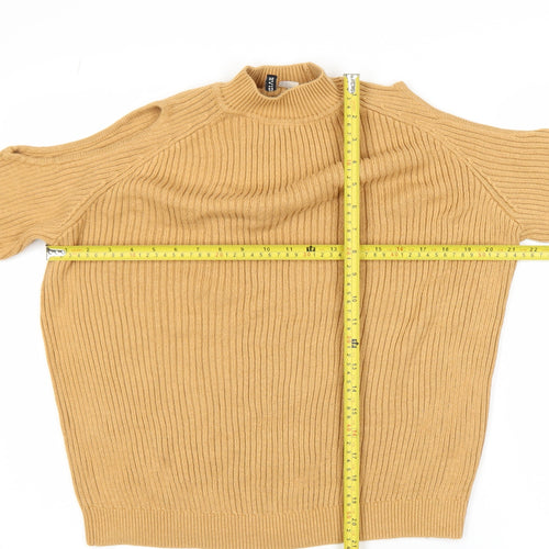 H&M Divided Women’s Beige Mock Neck Ribbed Knit Jumper Size 12