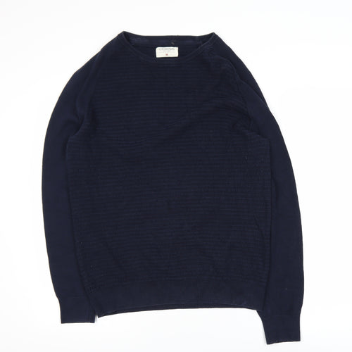 Criminal Men’s Blue Cotton Crew Neck Jumper Size M