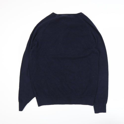 Criminal Men’s Blue Cotton Crew Neck Jumper Size M