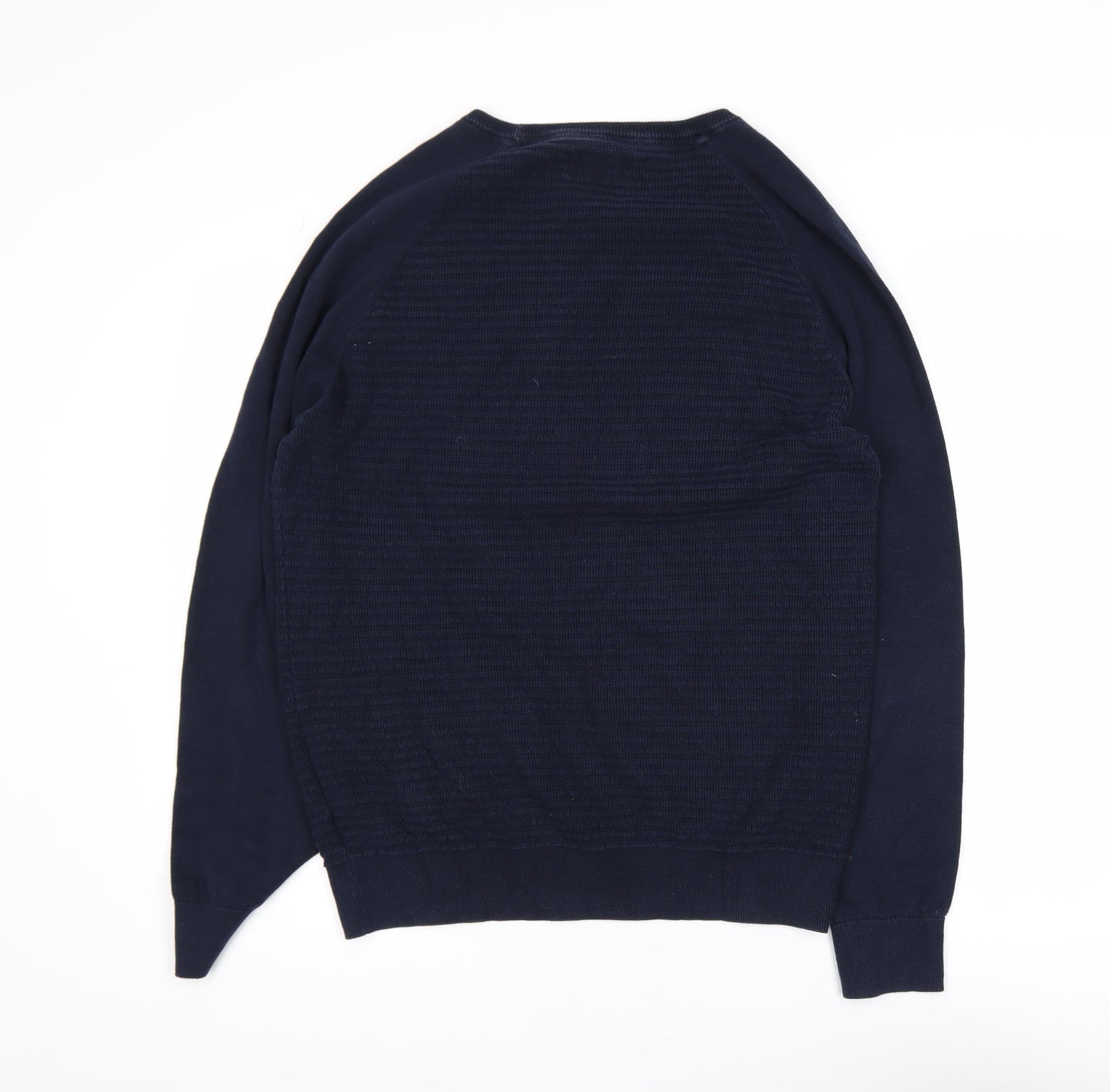 Criminal Men’s Blue Cotton Crew Neck Jumper Size M