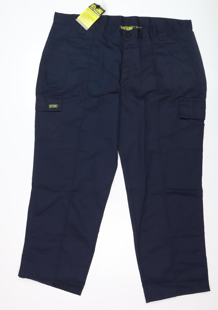 Site King Men's Blue Cargo Work Trousers Size 44 Regular Fit