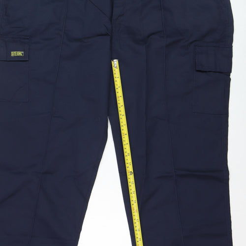 Site King Men's Blue Cargo Work Trousers Size 44 Regular Fit