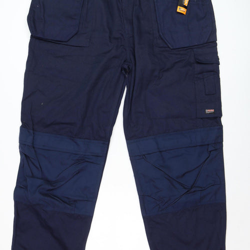 Click Premium Men's Blue Cargo Workwear Trousers Size 42 Regular Fit