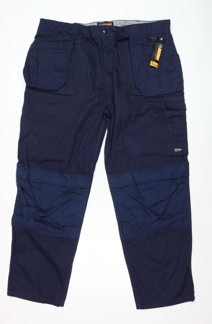 Click Premium Men's Blue Cargo Workwear Trousers Size 42 Regular Fit
