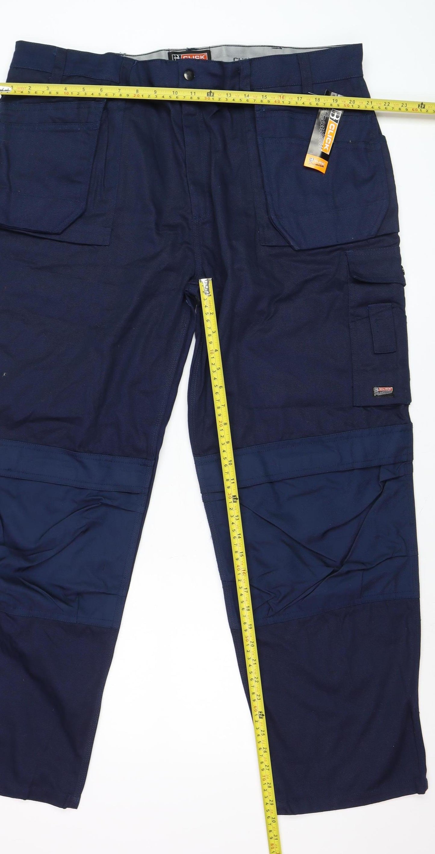 Click Premium Men's Blue Cargo Workwear Trousers Size 42 Regular Fit