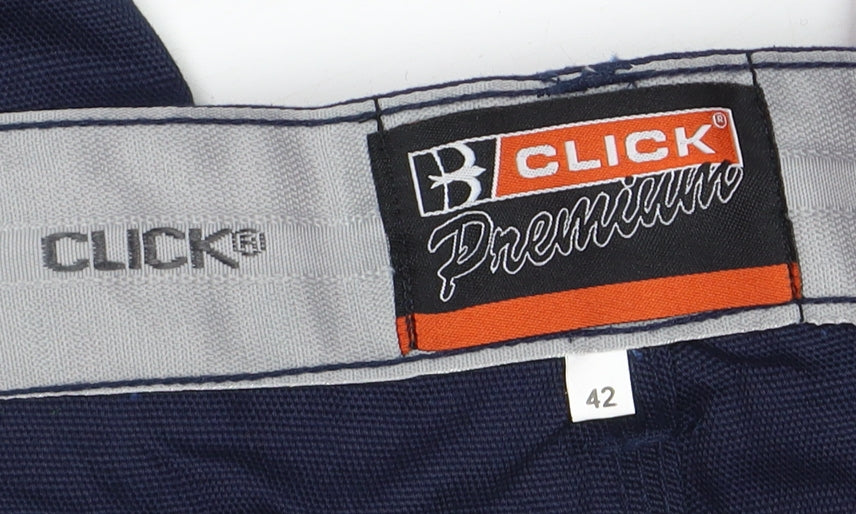 Click Premium Men's Blue Cargo Workwear Trousers Size 42 Regular Fit