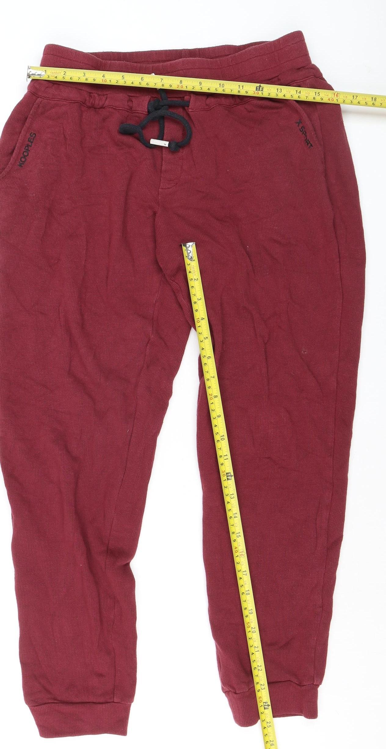 The Kooples X Sport Womens Red Jogger Trousers Size M Cotton Blend