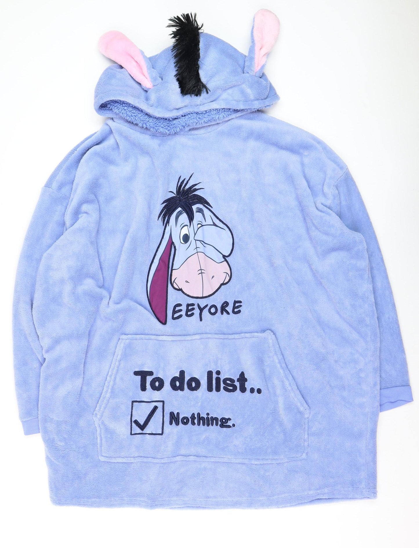 Disney Women’s Blue Fleece Eeyore Hooded Nightshirt Jumper One Size