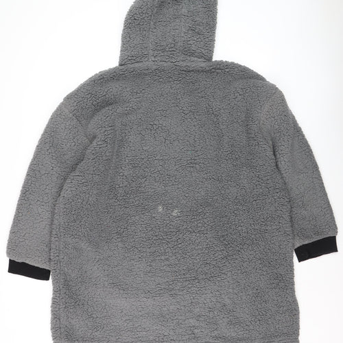 PlayStation Boys Grey Fleece Hooded Robe L Cozy Winter Nightwear