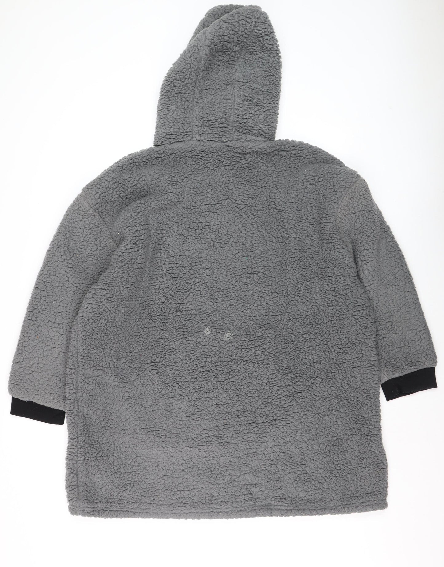 PlayStation Boys Grey Fleece Hooded Robe L Cozy Winter Nightwear