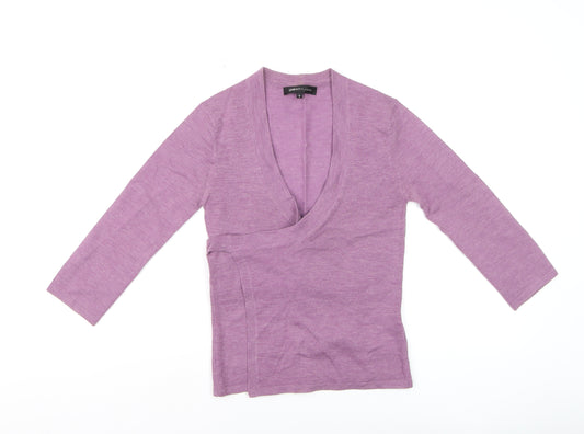 Great Plains Women's Purple V-Neck Wrap Knit Jumper Size S