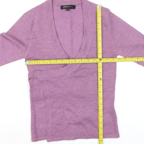 Great Plains Women's Purple V-Neck Wrap Knit Jumper Size S