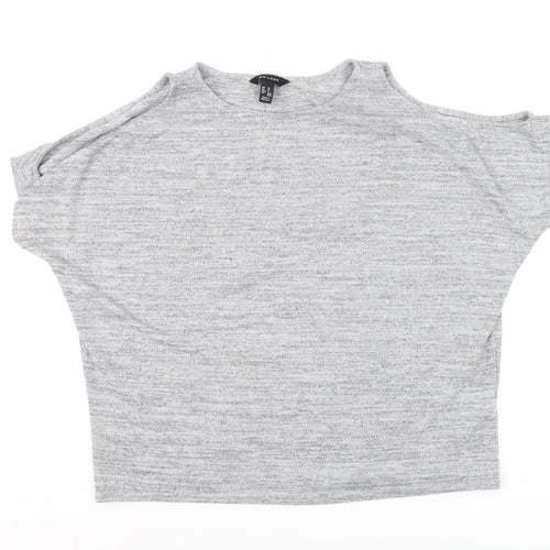 New Look Womens Grey Cold Shoulder Basic Jersey T-Shirt Size M