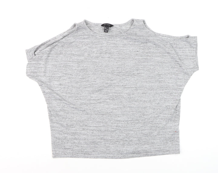 New Look Womens Grey Cold Shoulder Basic Jersey T-Shirt Size M