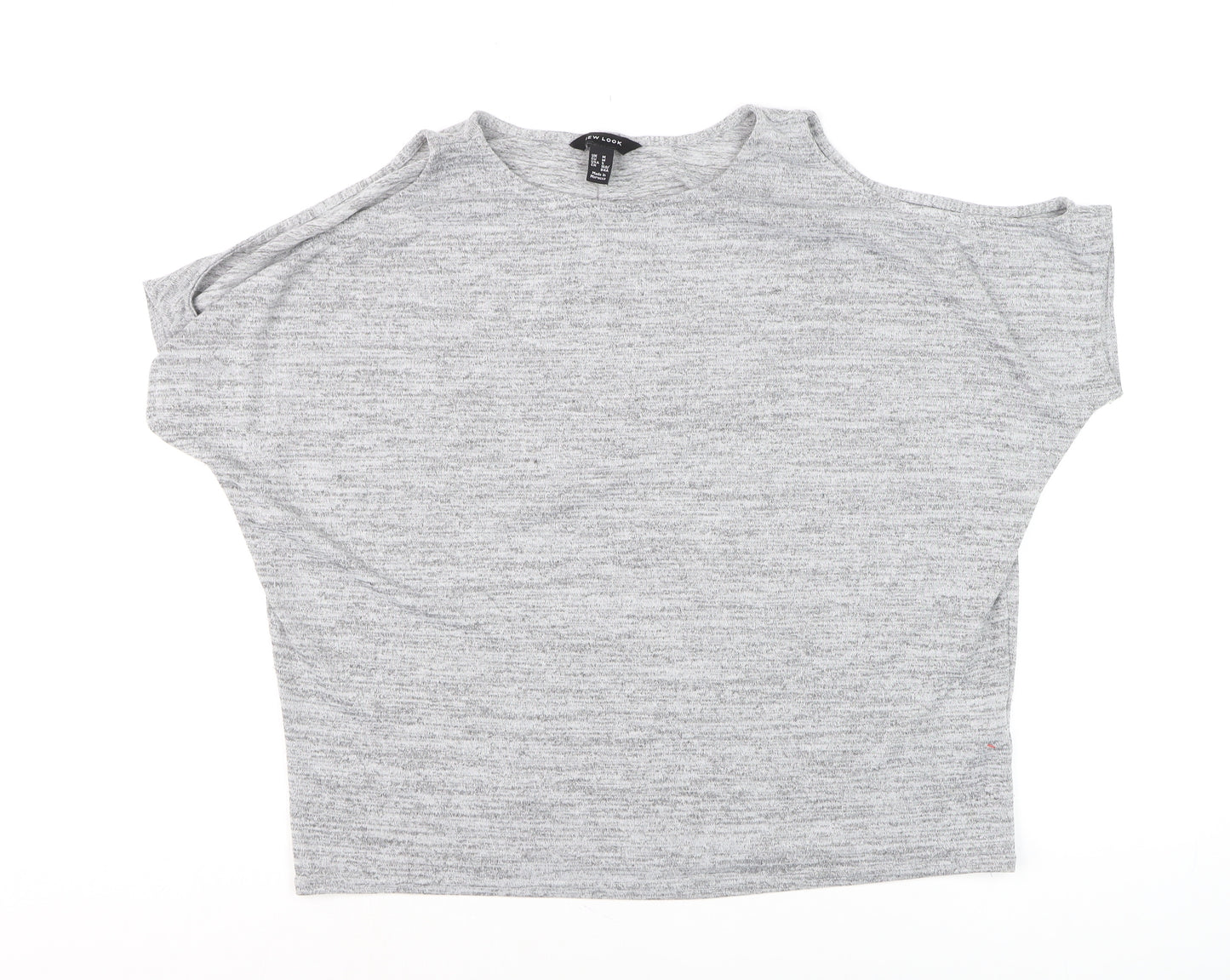 New Look Womens Grey Cold Shoulder Basic Jersey T-Shirt Size M